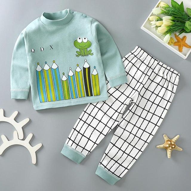 Kids Pajamas Sets Baby Boys Girls Cotton Long Sleeved - Amazitshop
