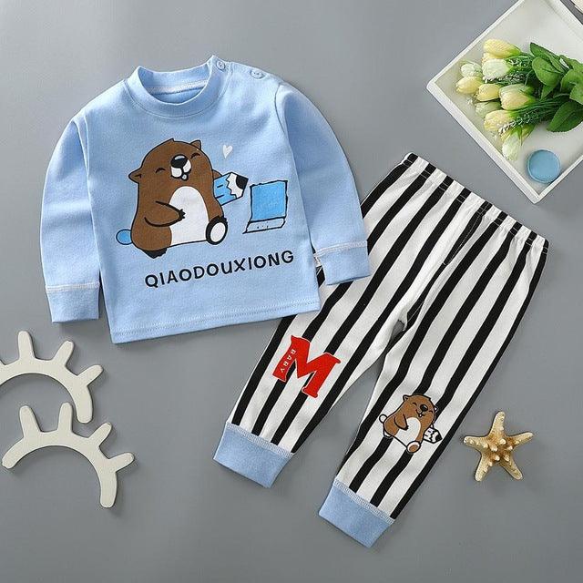 Kids Pajamas Sets Baby Boys Girls Cotton Long Sleeved - Amazitshop