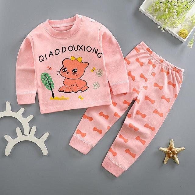 Kids Pajamas Sets Baby Boys Girls Cotton Long Sleeved - Amazitshop