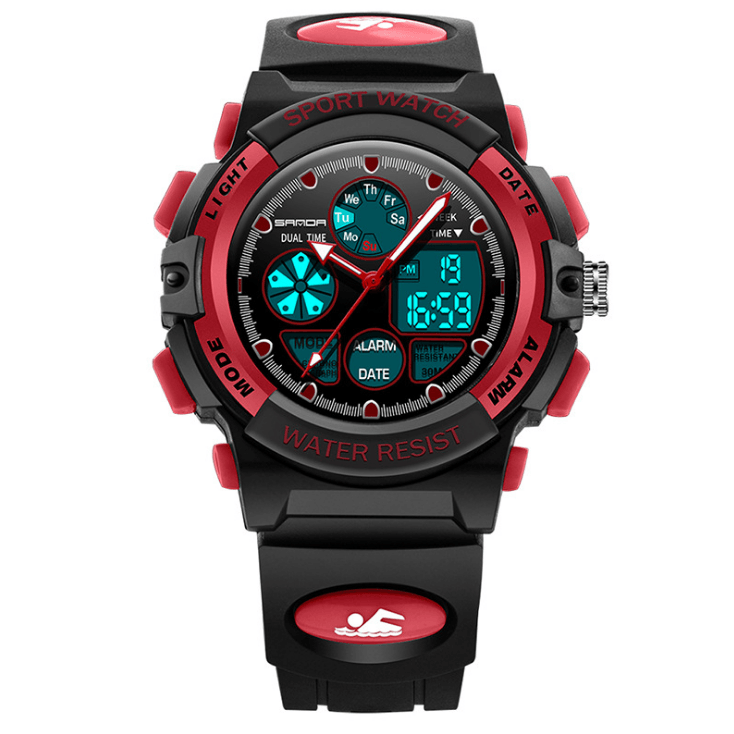 Kids Watch Sports Shock Cartoon Led Digital Wristwatch Alarm Clock Boys Girls Dual Display Wristwatches - Amazitshop