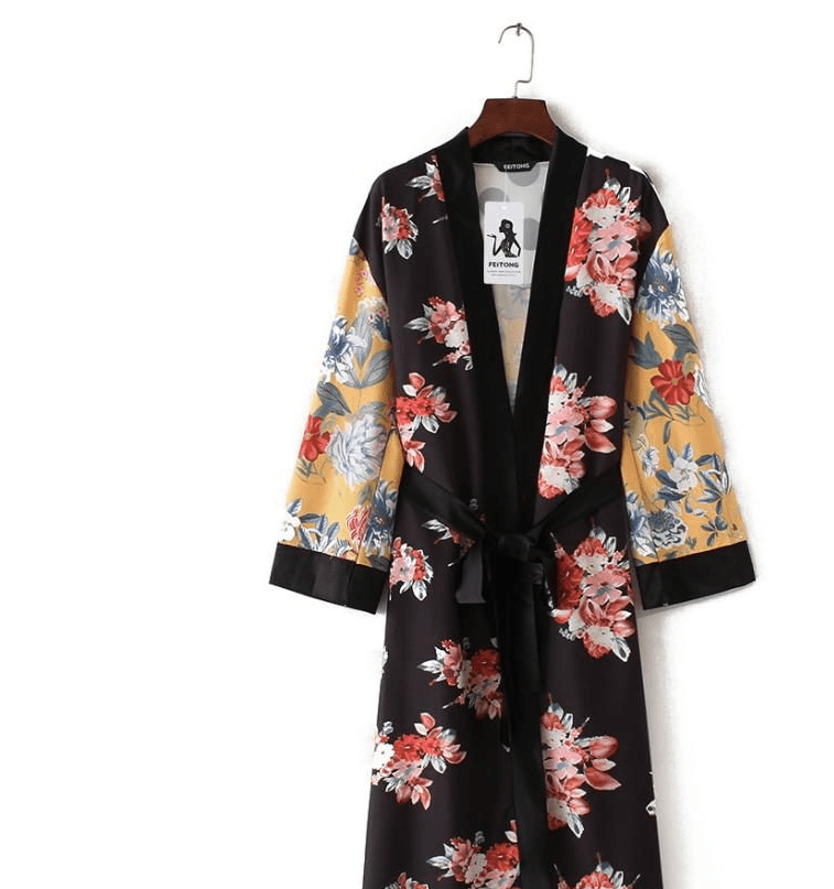 Kimono Cardigan Printed Floral Sexy Beachwear - Amazitshop