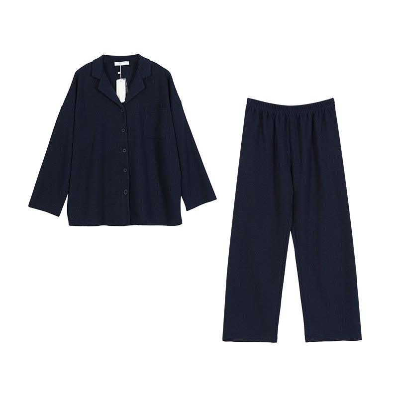 Knit Two - piece Suit Long - sleeved Trousers Ladies' Homewear Pajamas Loose Confinement Clothing - Amazitshop