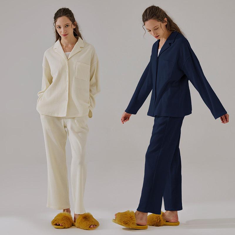 Knit Two - piece Suit Long - sleeved Trousers Ladies' Homewear Pajamas Loose Confinement Clothing - Amazitshop
