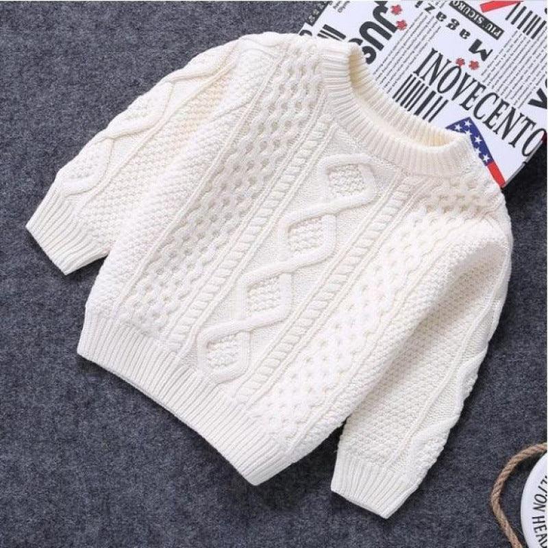 Knitwear Fleece - lined Thickened Cotton Sweater Round Neck Turtleneck Kids' Sweater - Amazitshop