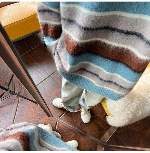 Knitwear Slouchy Round Neck Pullover Linen Coat Men - Amazitshop