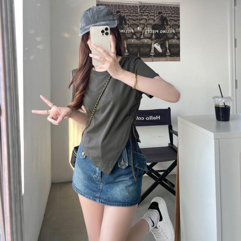 Korean Fashion Y2K T-shirt Women Summer - Amazitshop