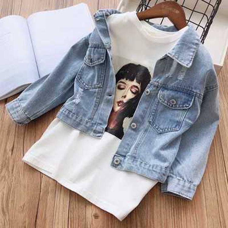 Korean Girl Flower Denim Jacket - Amazitshop