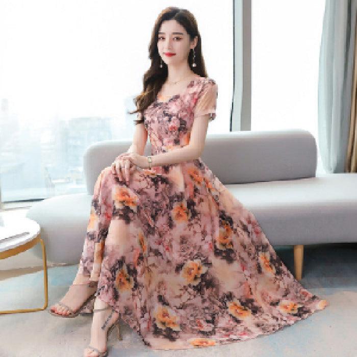 Korean Style Printed Summer Middle - aged Female Dress - Amazitshop
