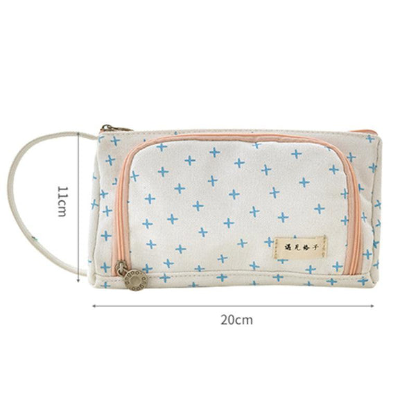 Korean Style Simple Candy Color Student Canvas Large - capacity Pencil Case - Amazitshop