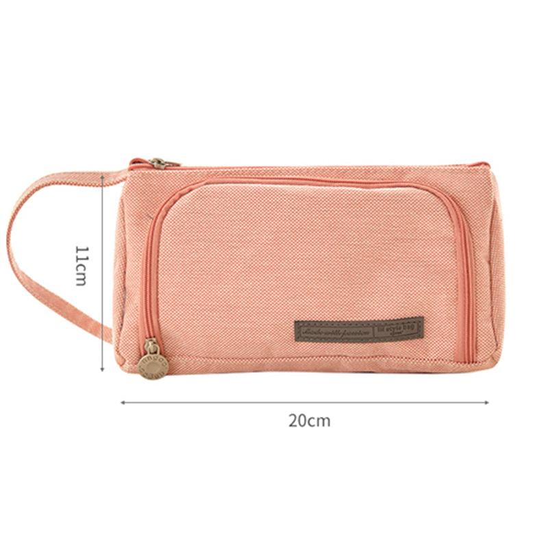 Korean Style Simple Candy Color Student Canvas Large - capacity Pencil Case - Amazitshop