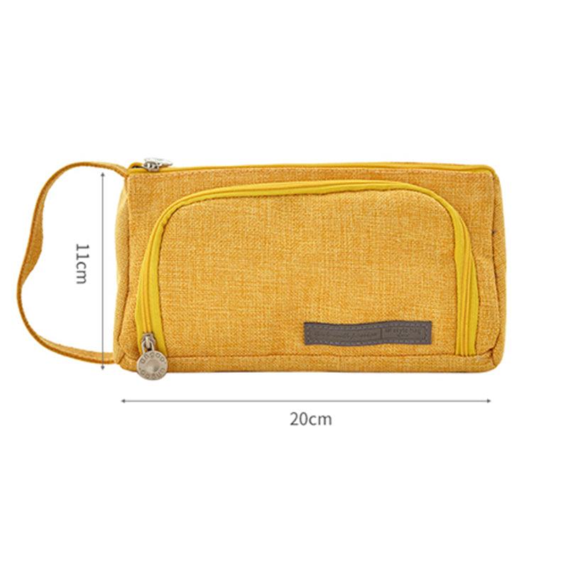 Korean Style Simple Candy Color Student Canvas Large - capacity Pencil Case - Amazitshop