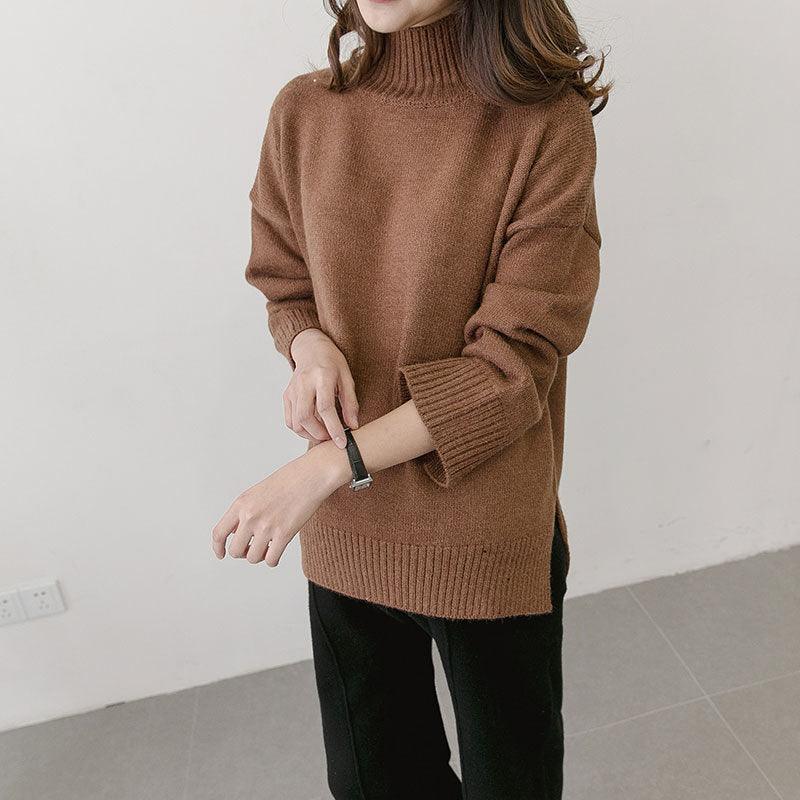 Korean winter new maternity pregnant women sweater size loose turtleneck sweaters backing - Amazitshop