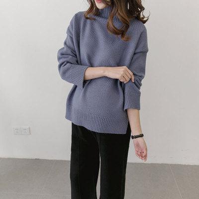 Korean winter new maternity pregnant women sweater size loose turtleneck sweaters backing - Amazitshop