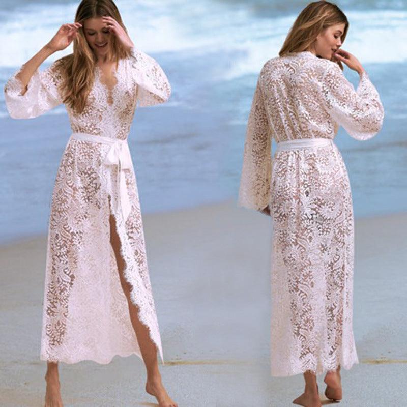 Lace bikini blouse, hollow sexy beach jacket, sunscreen suit, swimsuit and cardigan - Amazitshop