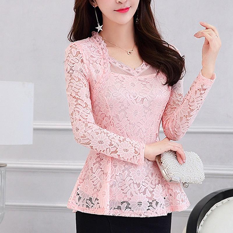 Lace Shirt Tops - Amazitshop
