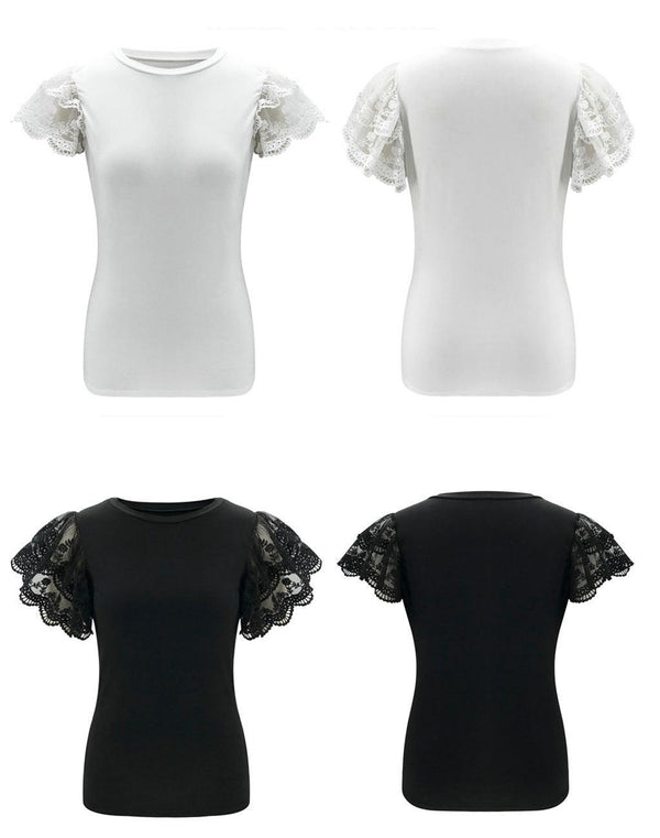 Lace short sleeve top - Amazitshop