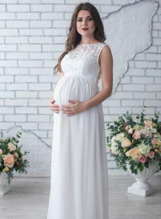Lace Sleeveless Maternity Dress - Amazitshop