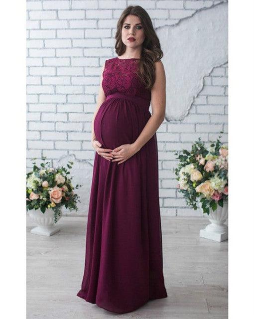 Lace Sleeveless Maternity Dress - Amazitshop