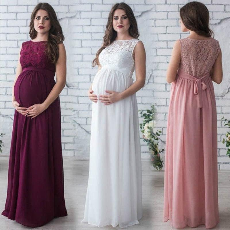 Lace Sleeveless Maternity Dress - Amazitshop
