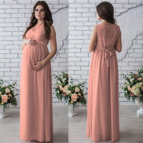 Lace Sleeveless Maternity Dress - Amazitshop