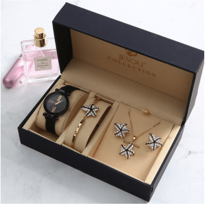 Ladies Gift Set Women Watch Bracelet Earring Necklace - Amazitshop