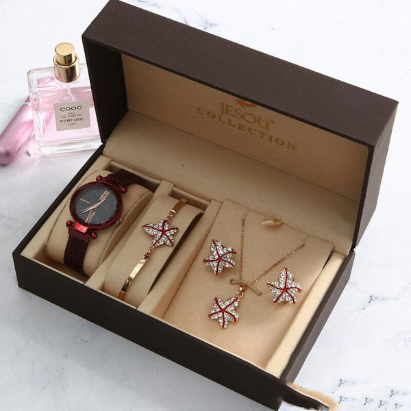 Ladies Gift Set Women Watch Bracelet Earring Necklace - Amazitshop