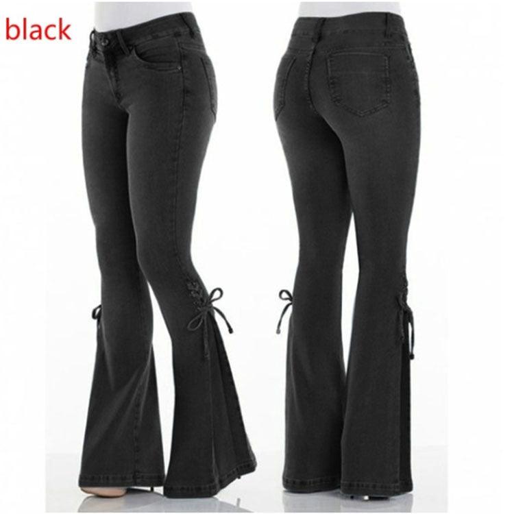 Ladies jeans mid - waisted denim trousers stretch jeans - Amazitshop