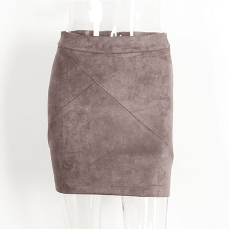 Ladies Leather Suede Pencil Skirt Bodycon Short Skirts Women - Amazitshop