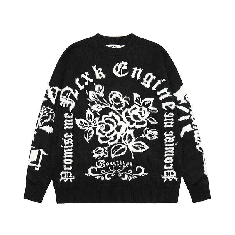 Ladies Letter Knit Sweater Couple Tops - Amazitshop