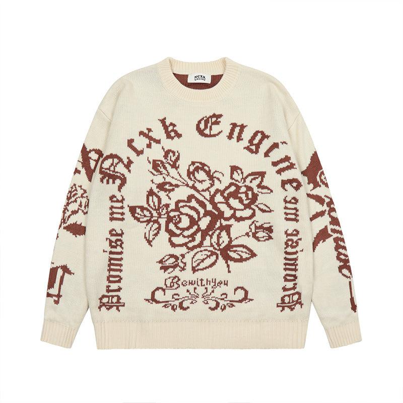 Ladies Letter Knit Sweater Couple Tops - Amazitshop