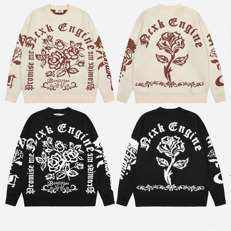 Ladies Letter Knit Sweater Couple Tops - Amazitshop