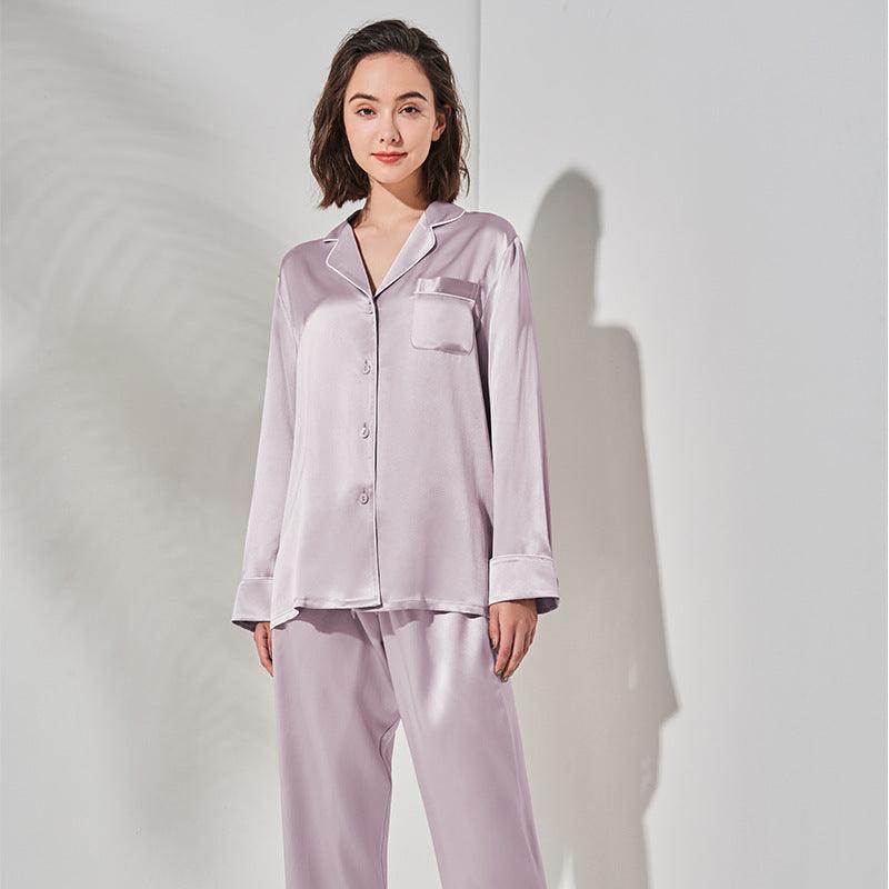 Ladies Long Sleeve Silk Home Pajamas Set - Amazitshop