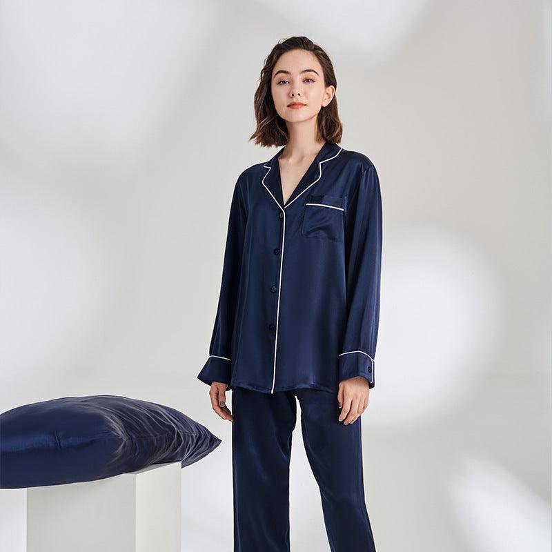 Ladies Long Sleeve Silk Home Pajamas Set - Amazitshop