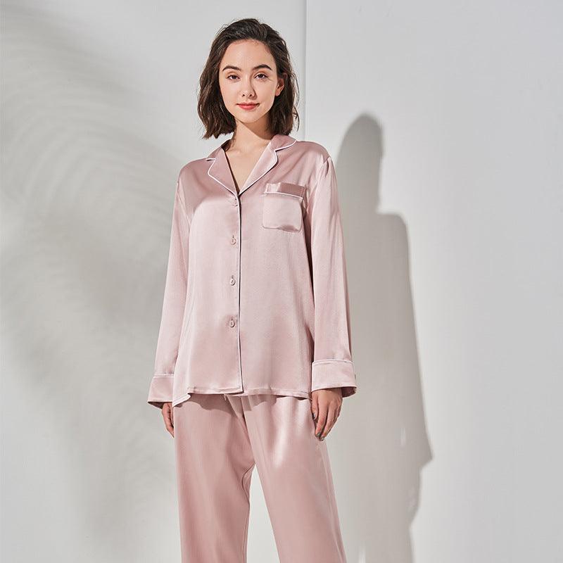 Ladies Long Sleeve Silk Home Pajamas Set - Amazitshop
