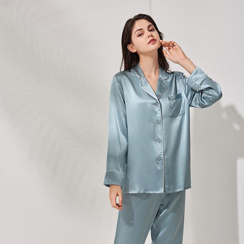 Ladies Long Sleeve Silk Home Pajamas Set - Amazitshop