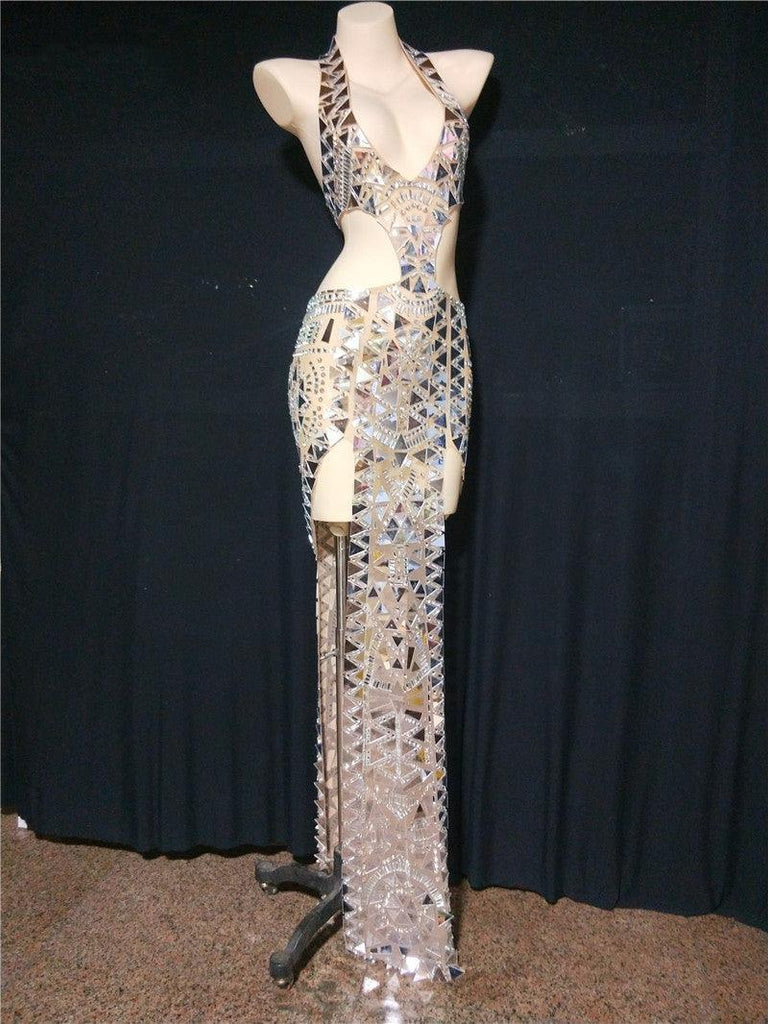 Ladies Rhinestone Dress Stage Costumes - Amazitshop