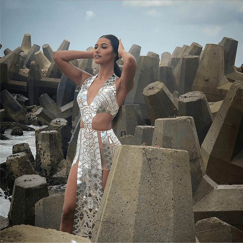 Ladies Rhinestone Dress Stage Costumes - Amazitshop