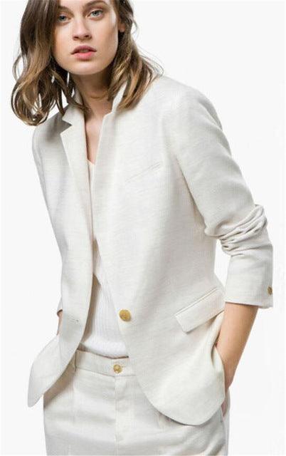 Lady Women Suits Set Spring And Autumn White Peak Lapel - Amazitshop