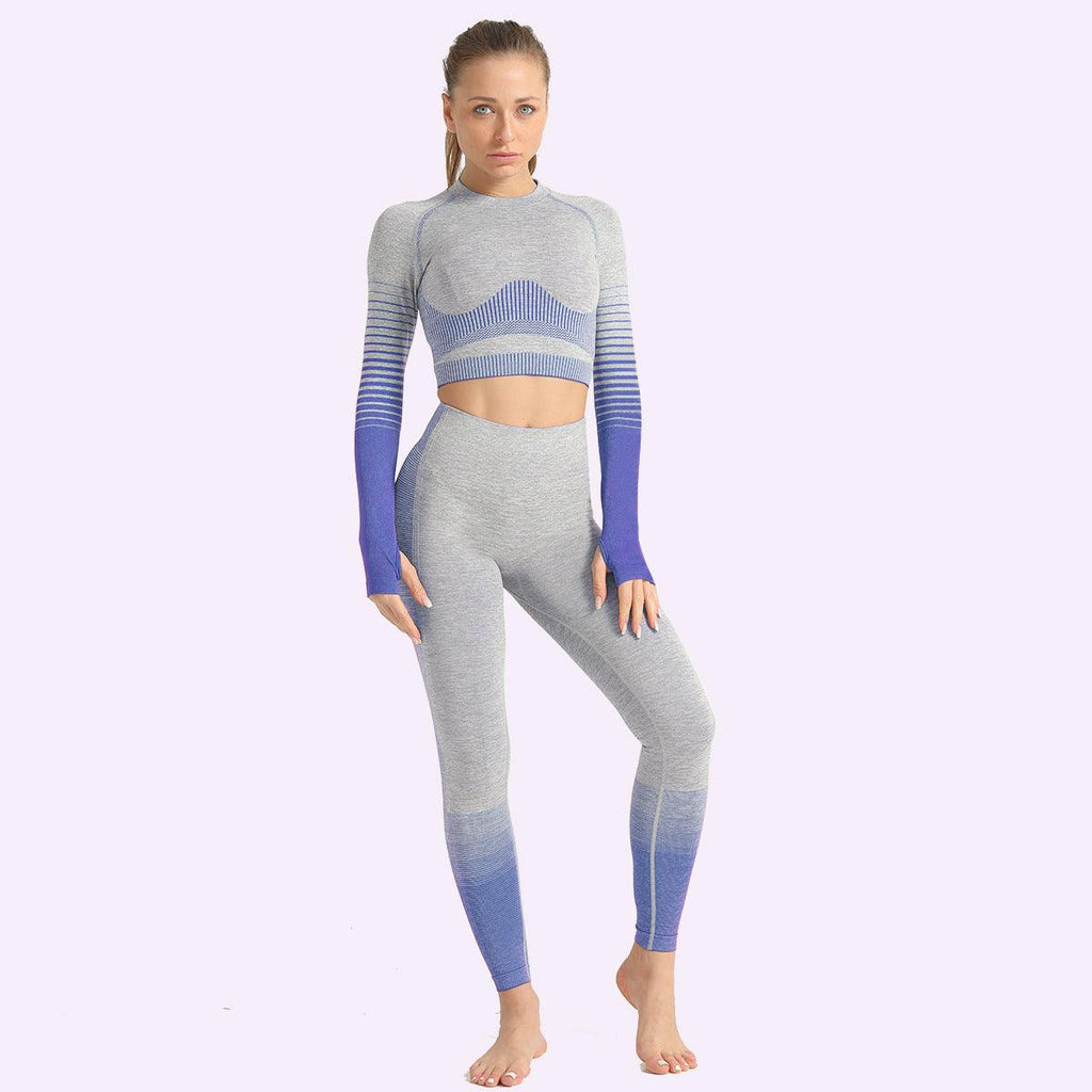 LANTECH Women Yoga Sets Gym Fitness Athletic 2 Pcs Sports Suits Set Pants Leggings Sportswear Leggings Seamless Sports Shirts - Amazitshop