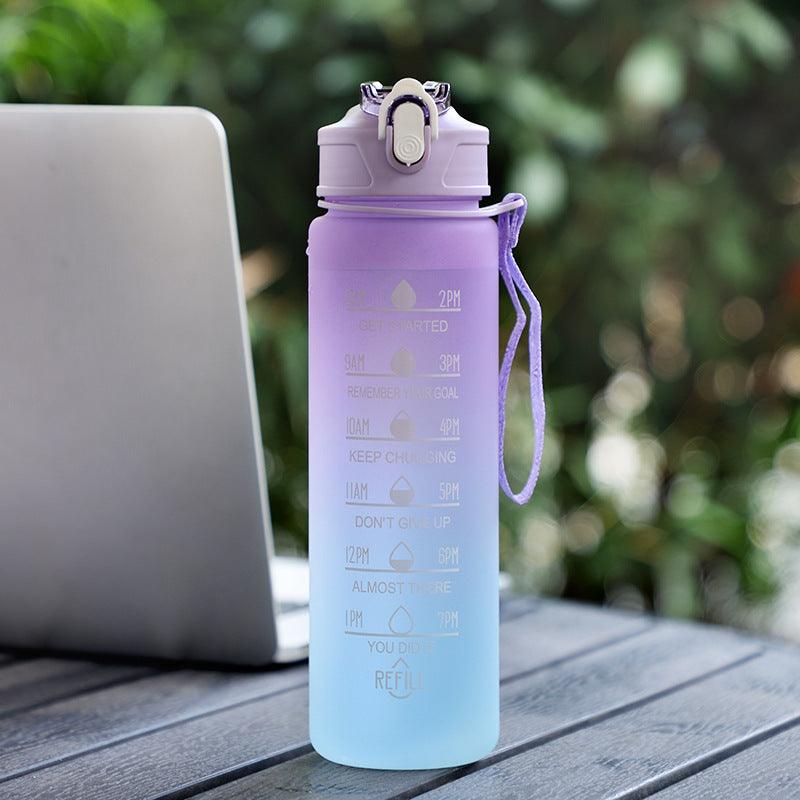 Large Capacity Sports Plastic Scale Water Bottle Portable Sports Bottle Portable Drinking Cup With Straw - Amazitshop