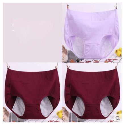 Large size physiological underwear female menstrual period leak - proof cotton high waist section fat mm plus fertilizer to increase aunt\'s fake health pants - Amazitshop