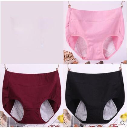 Large size physiological underwear female menstrual period leak - proof cotton high waist section fat mm plus fertilizer to increase aunt\'s fake health pants - Amazitshop