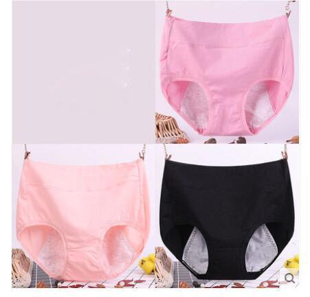 Large size physiological underwear female menstrual period leak - proof cotton high waist section fat mm plus fertilizer to increase aunt\'s fake health pants - Amazitshop
