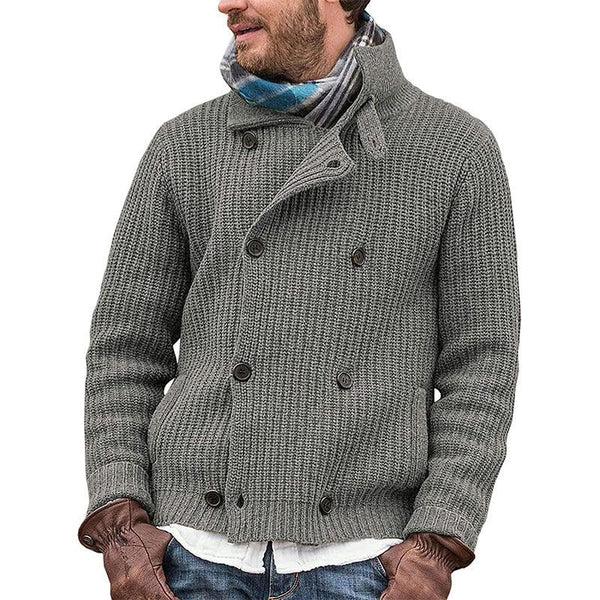 Large Size Sweater Men's Solid Color Button Knit Jacket - Amazitshop