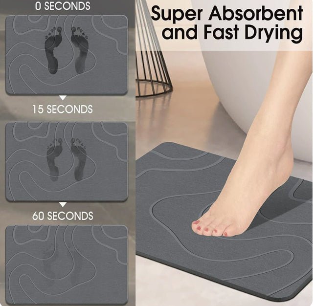 Large Stone Bath Mat, 32''x20'' Non - Slip Diatomaceous Earth Stone Bath Mat, Super Absorbent Quick Drying for Bathroom/Kitchen, Easy to Clean - Amazitshop