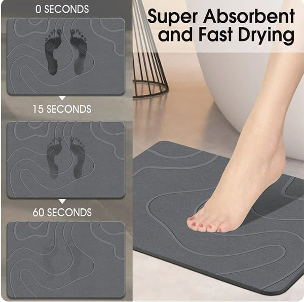 Large Stone Bath Mat, 32''x20'' Non - Slip Diatomaceous Earth Stone Bath Mat, Super Absorbent Quick Drying for Bathroom/Kitchen, Easy to Clean - Amazitshop