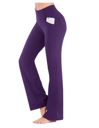 Lavender Wide Leg Trousers High Waist Casual Girls Yoga Pants - Amazitshop
