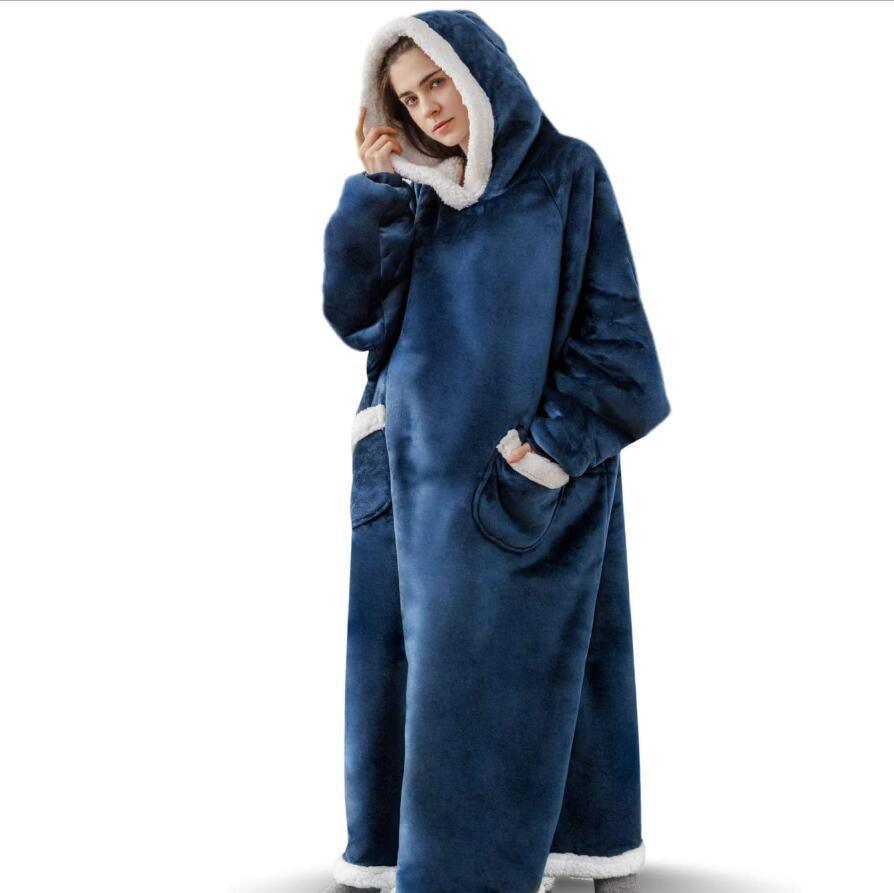 Lazy Blanket Hooded Flannel TV Blanket Lazy Clothes Pajamas Sweater - Amazitshop