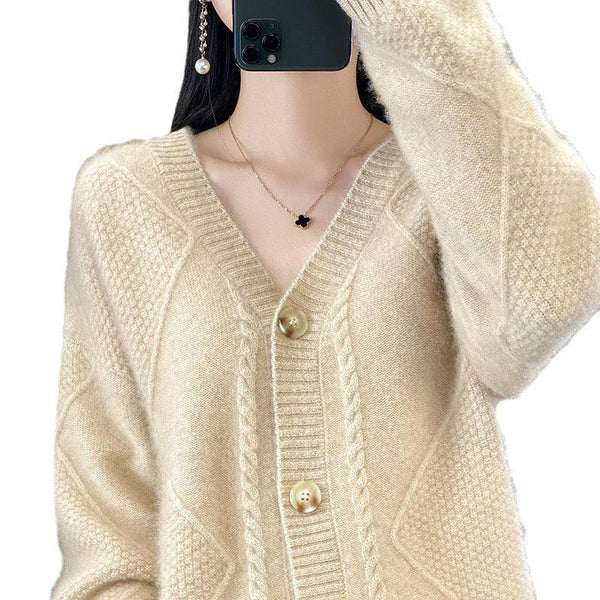Lazy Knitted Sweater Coat Outer Tops - Amazitshop