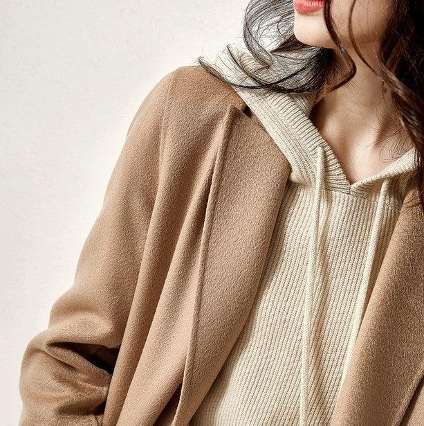 Lazy Loose Hoodie Knit Sweater With Wool Hoodie Backing - Amazitshop